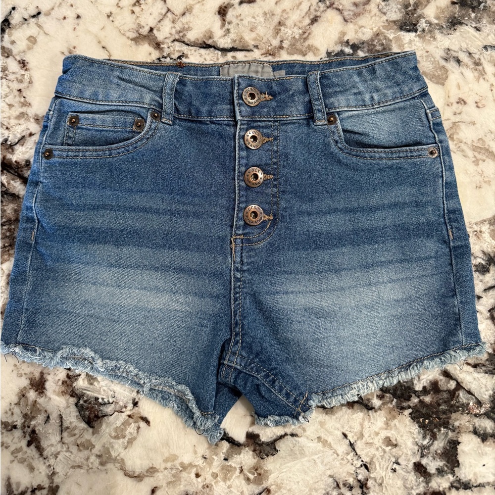 Lucky Brand Blue Jean Shorts High-Waisted Frayed Hem